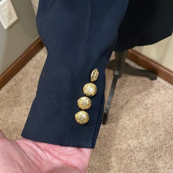 Vintage Lauren Ralph Lauren Crown Crest Sailor Wool Blazer Navy Blue & Gold 4P - Picture 9 of 14